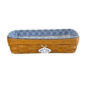 Vintage 2001 Longaberger Basket "Bless You" Charm Blue Liner & Plastic Protector